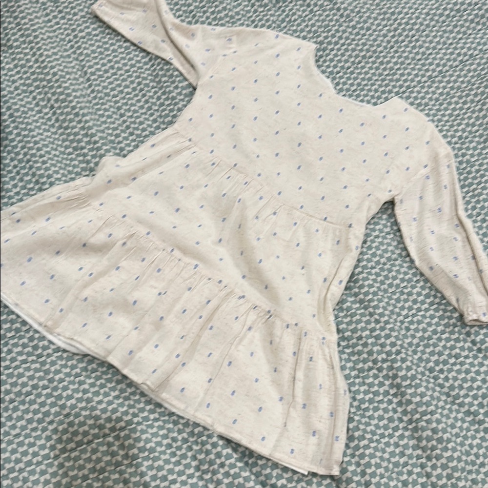 Copper Key Cream and Blue Patterned Dress
